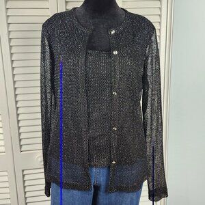 VTG JS Collections Black Mesh Tank &amp; Cardigan Set Size 10/M Cocktail Evening